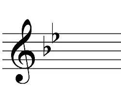 Treble-clef staff with two flats, the key signature of B-flat major