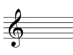 Treble-clef staff with no sharps or flats, the key signature of C major