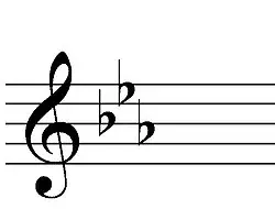 Treble-clef staff with three flats, the key signature of E-flat major