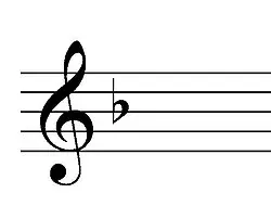 Treble-clef staff with one flat, the key signature of F major