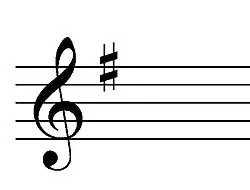 Treble-clef staff with one sharp, the key signature of G major